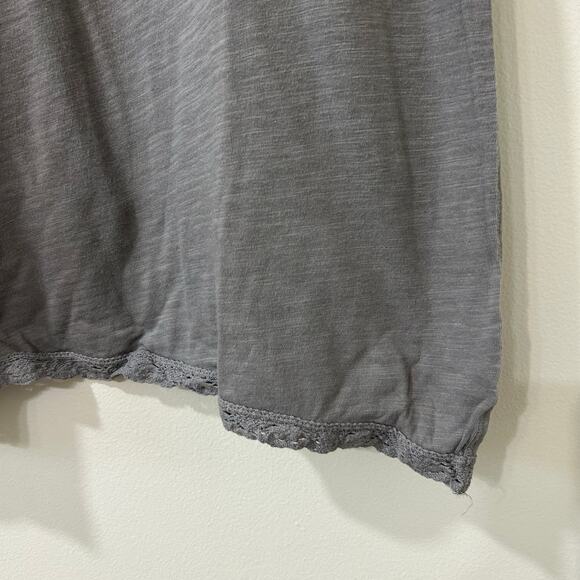 American Eagle Women Sz Large Gray Eyelet Babydoll Cami Tank Top Y2K Preppy - Picture 2 of 6